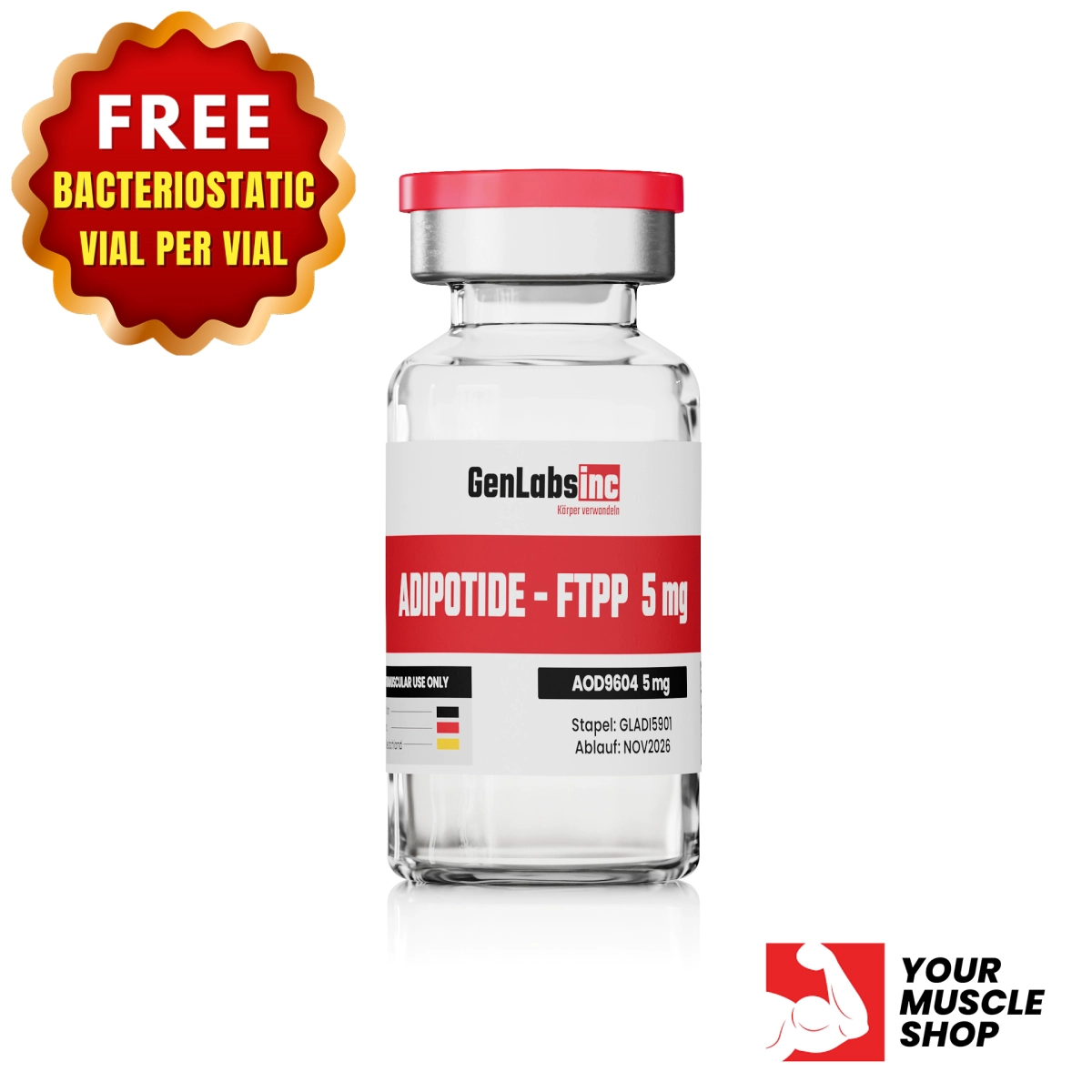 Adipotide – Ftpp 5mg Vial – (with Bacteriostatic Water) – Genlabs