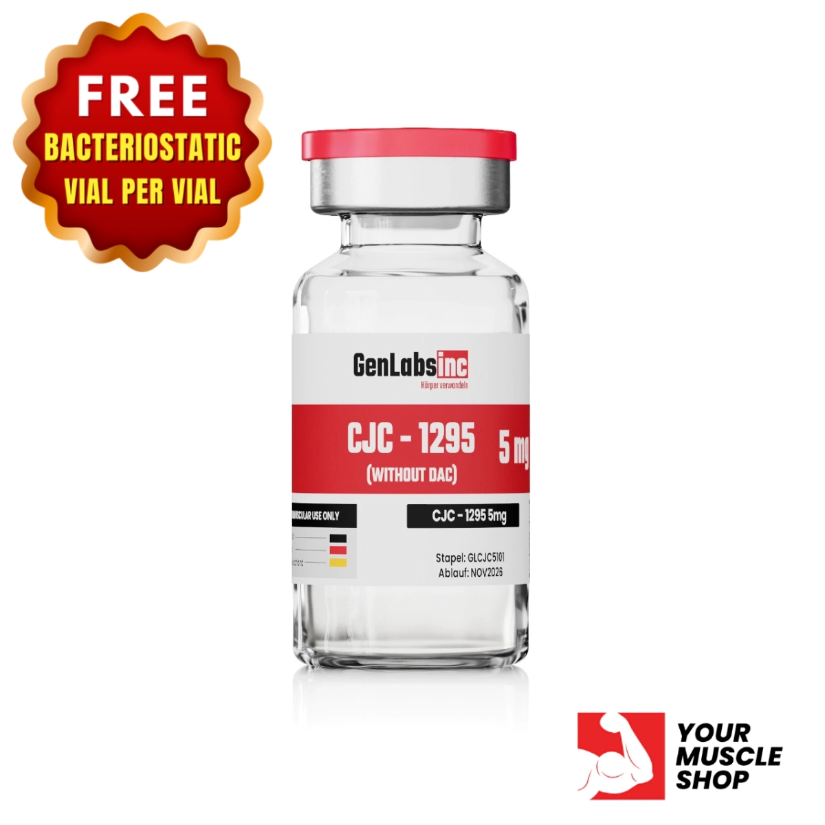 Cjc – 1295 – 5mg ( Without Dac ) Vial – (with Bacteriostatic Water) – Genlabs