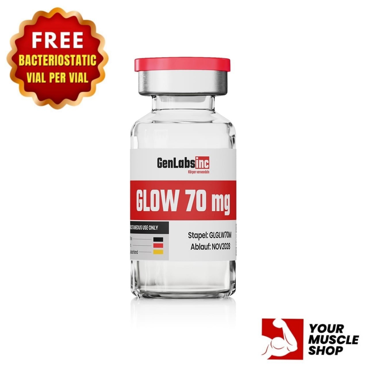 Glow 70mg Vial – (with Bacteriostatic Water) – Genlabs