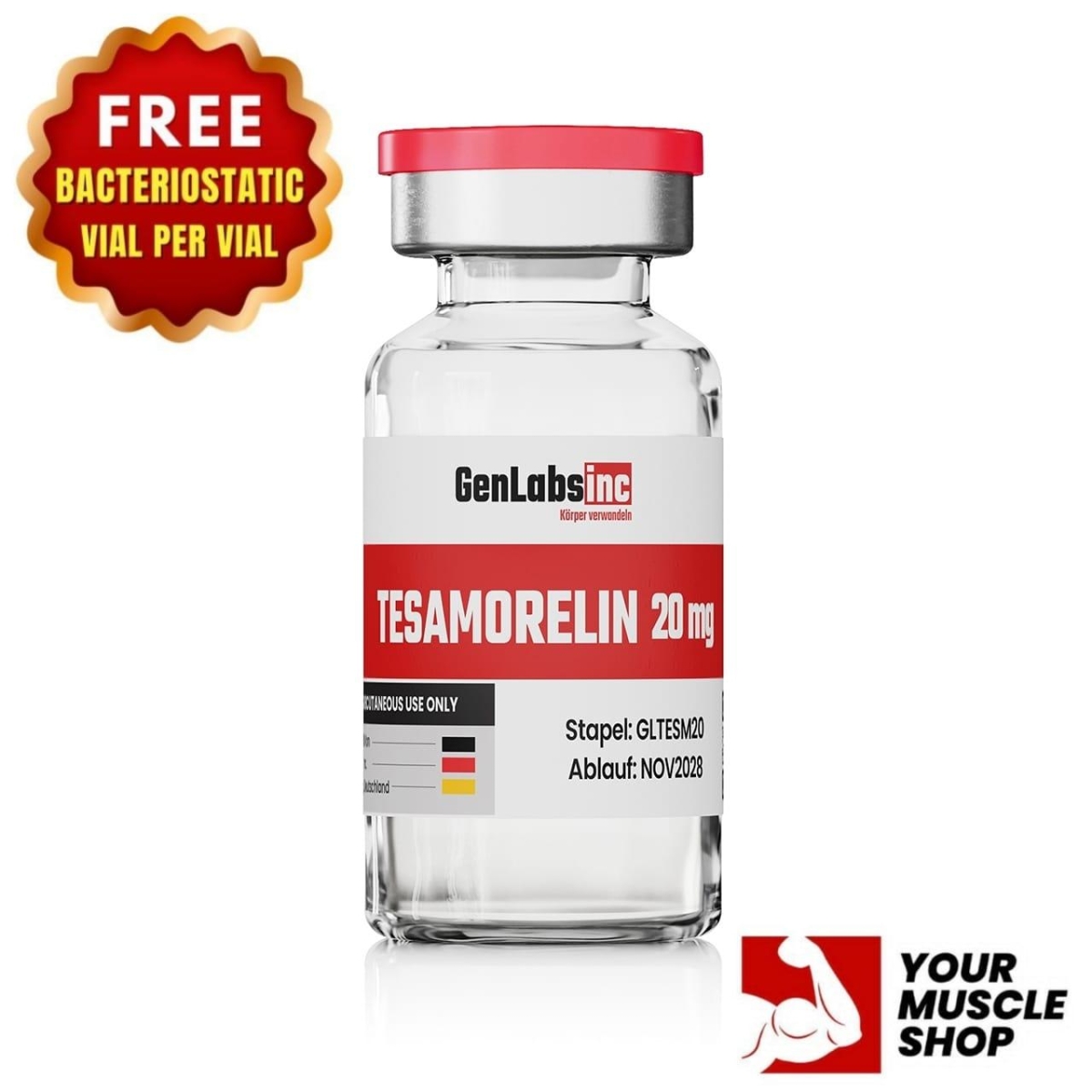 Tesamorelin 20mg Vial – (with Bacteriostatic Water) – Genlabs