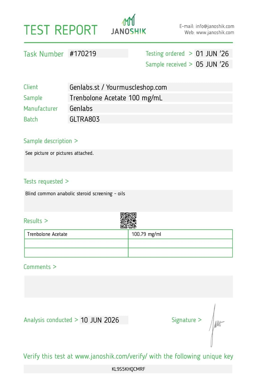 Trenbolone Acetate 100 Mg/ml – Genlabs