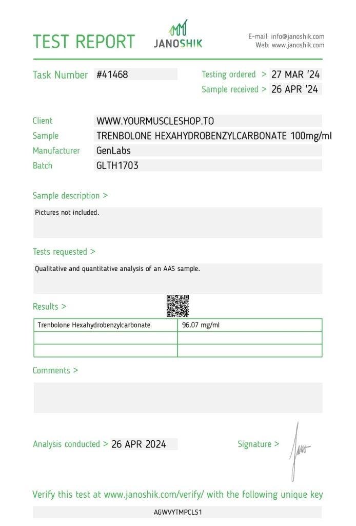 Trenbolone Hexahydrobenzylcarbonate (parabolan) 100 Mg/ml – Genlabs