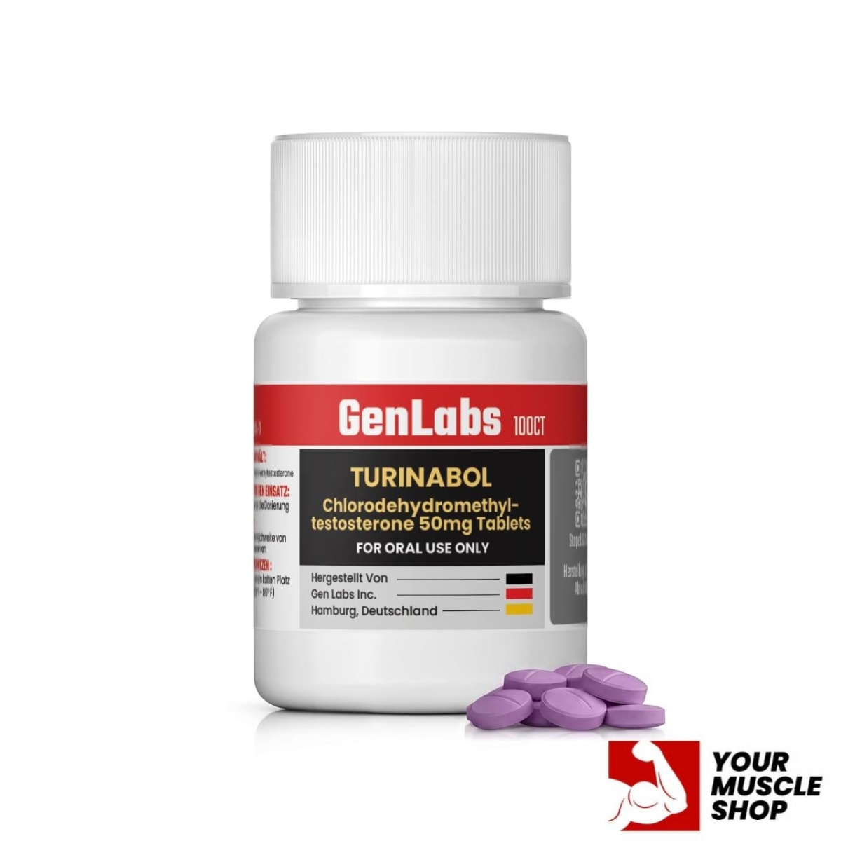 Turinabol (4 – Chlorodehydromethyl Testosterone) 50 mg – 100 Tablets – Genlabs