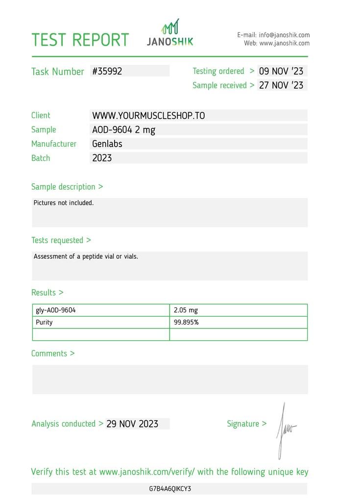 AOD 9604 – 2MG VIAL – GENLABS - Image 2