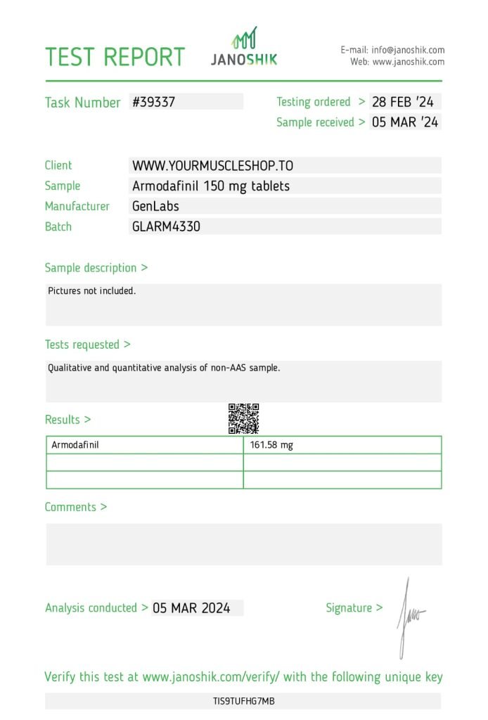 ARMODAFINIL TABLETS 150 MG / PER TAB – 30 TABLETS – GENLABS - Image 3