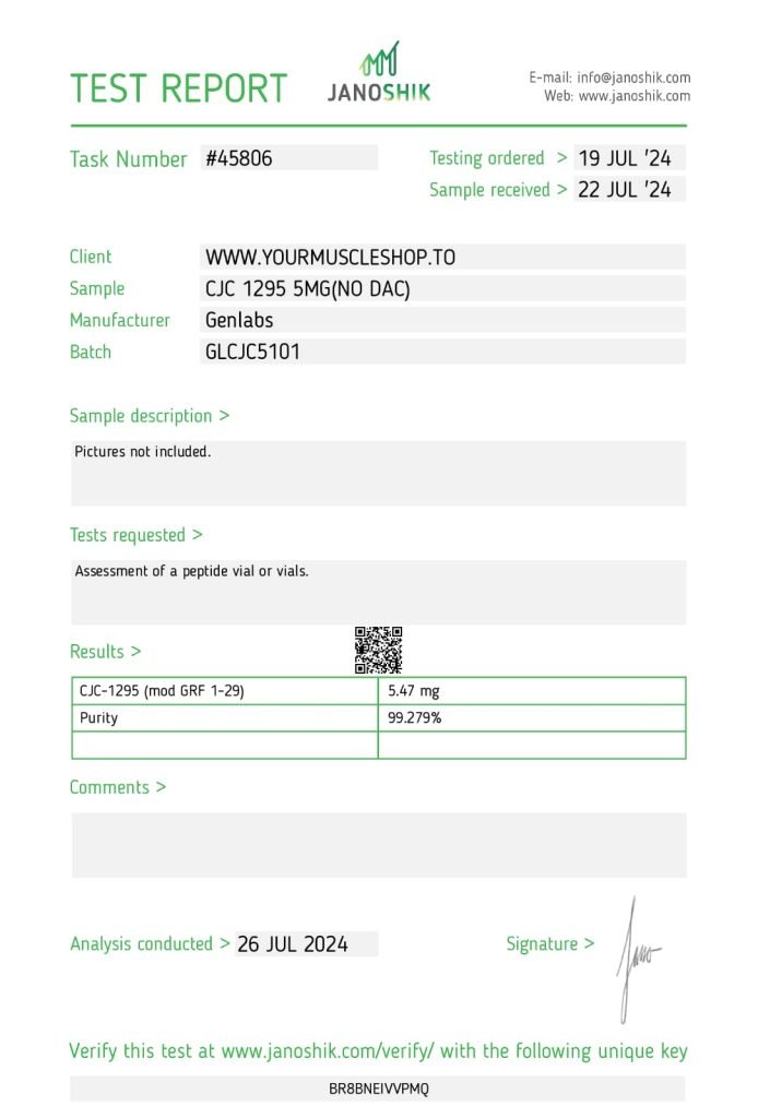 CJC-1295 – 5MG ( WITHOUT DAC ) VIAL – GENLABS - Image 2