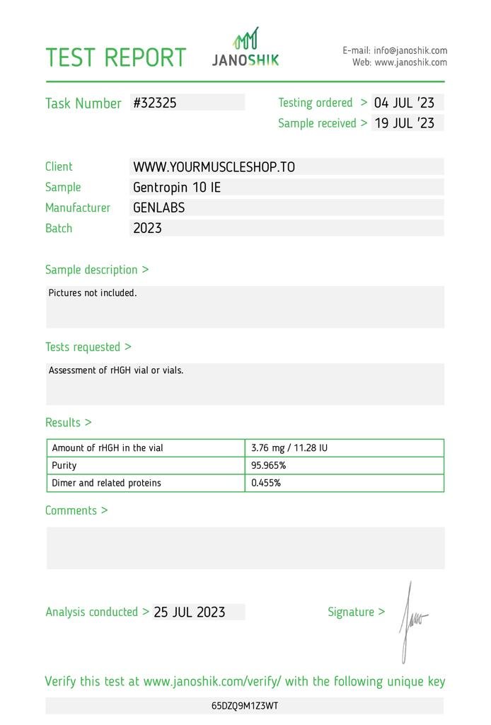 GENTROPIN (SOMATROPIN) 100IU HGH KIT WITH BACTERIOSTATIC WATER – GENLABS