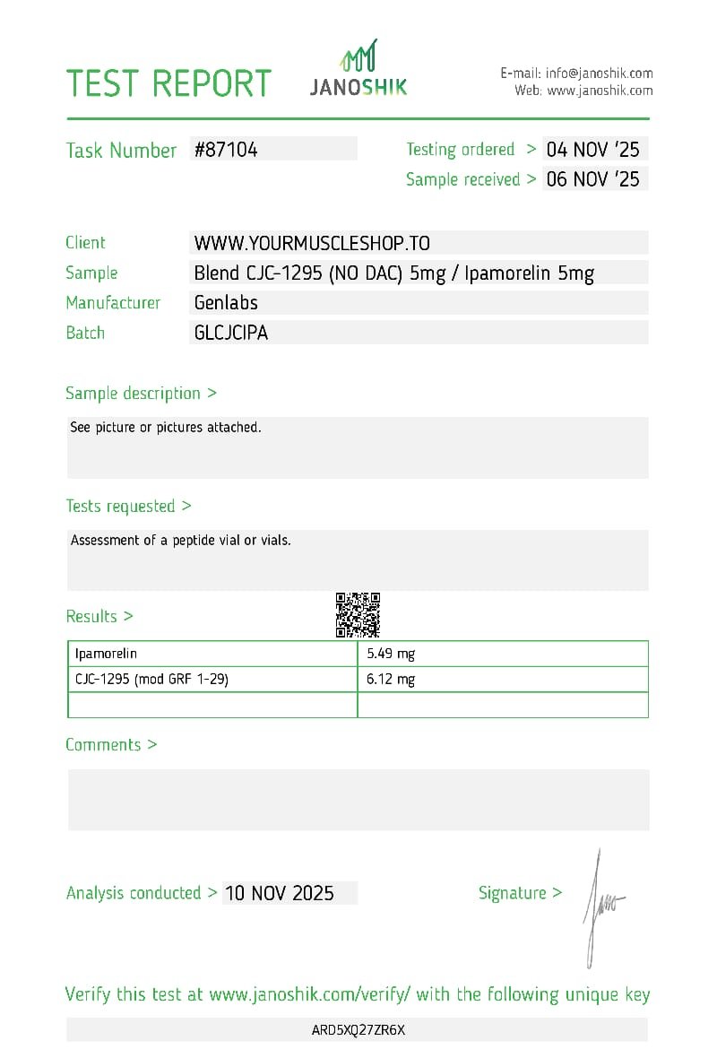 2 BLEND CJC-1295 ( NO DAC )- 5MG / IPAMORELIN – 5MG – GENLABS - Image 2
