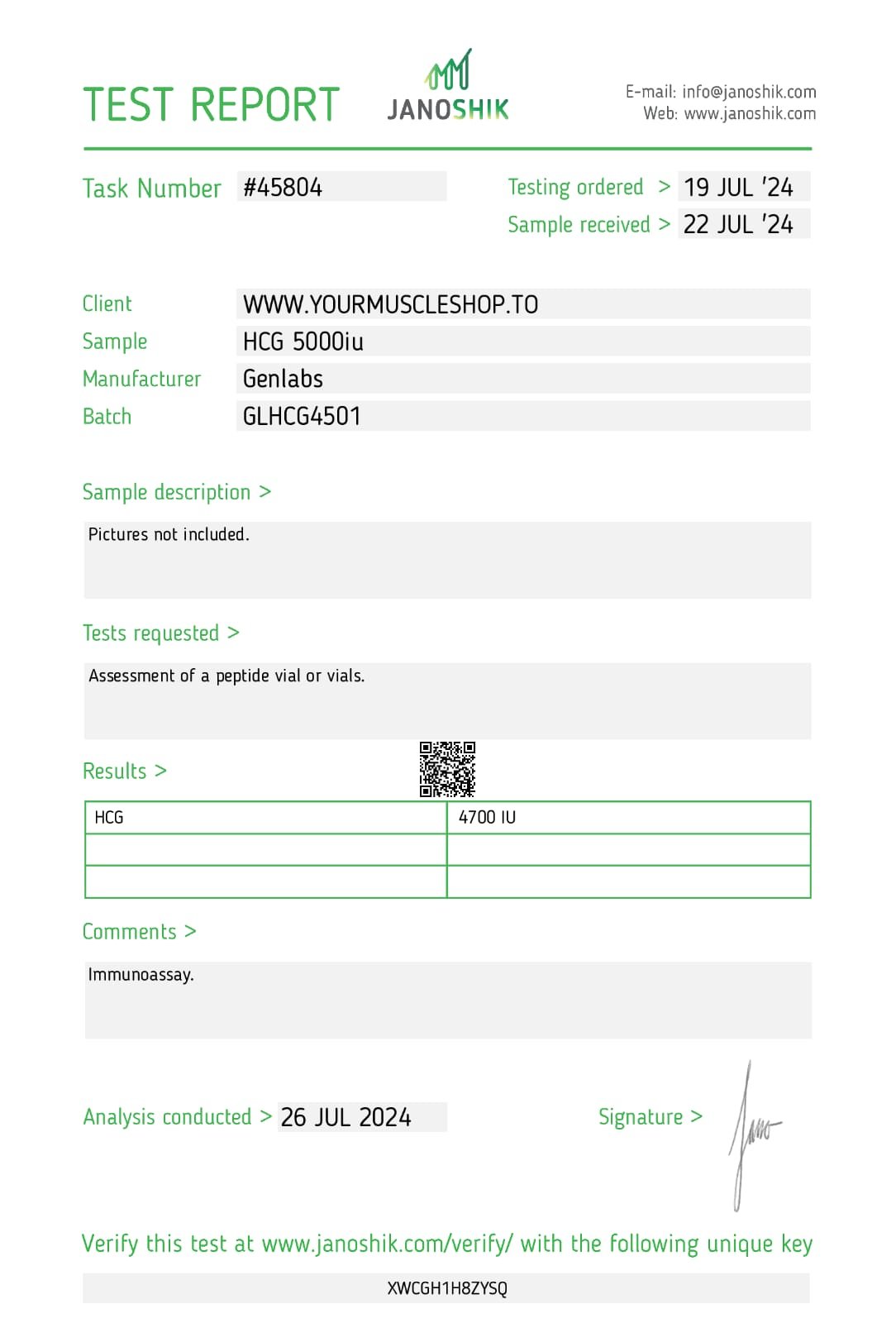 HCG 5000IU – VIAL ( HUMAN CHORIONIC GONADOTROPIN ) – GENLABS - Image 2
