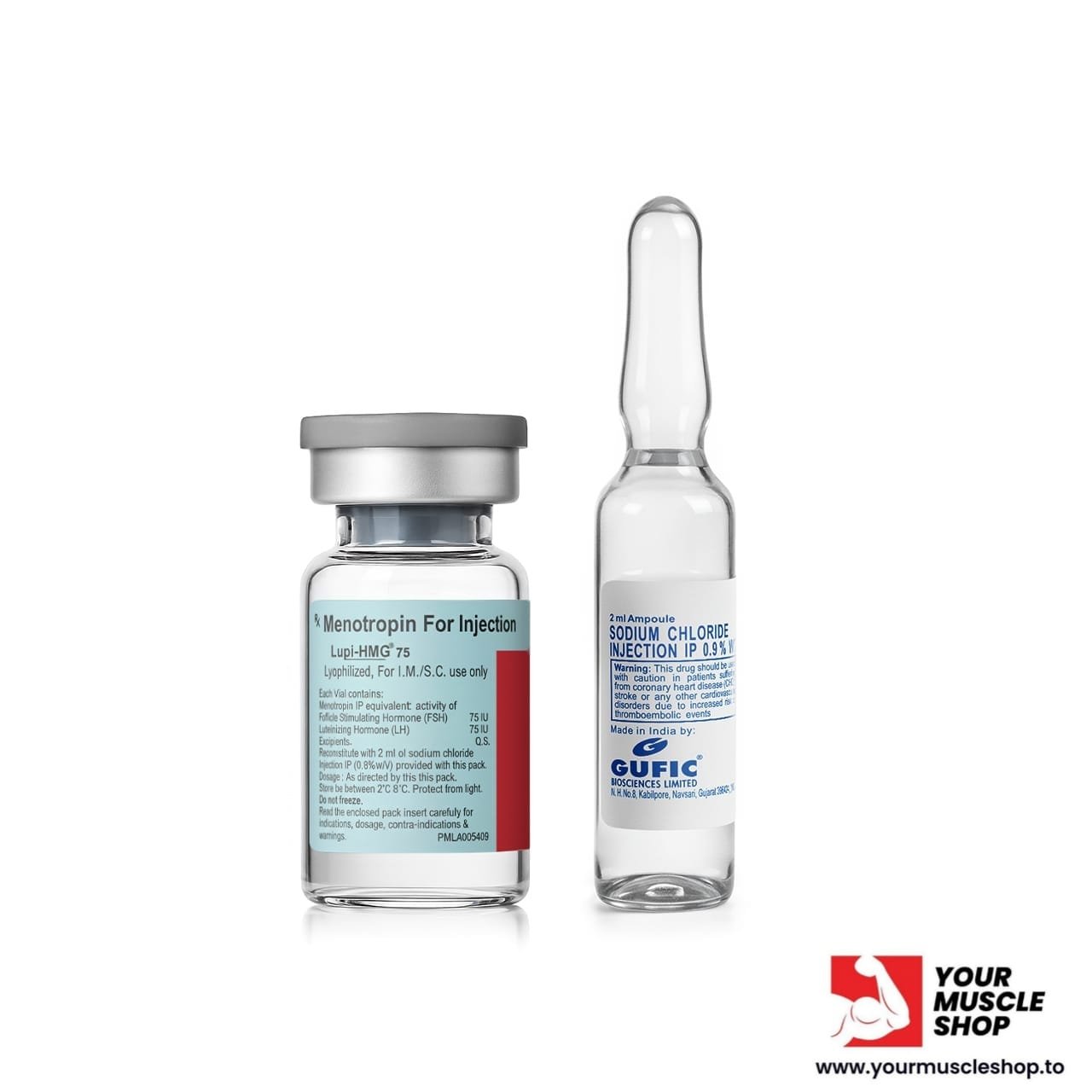 HMG – ( MENOTROPIN FOR INJECTION IP 75 IU AND SODIUM CHLORIDE INJECTION IP 0.9% W/V 2ML AMPOULE ) – LUPIN - Image 2