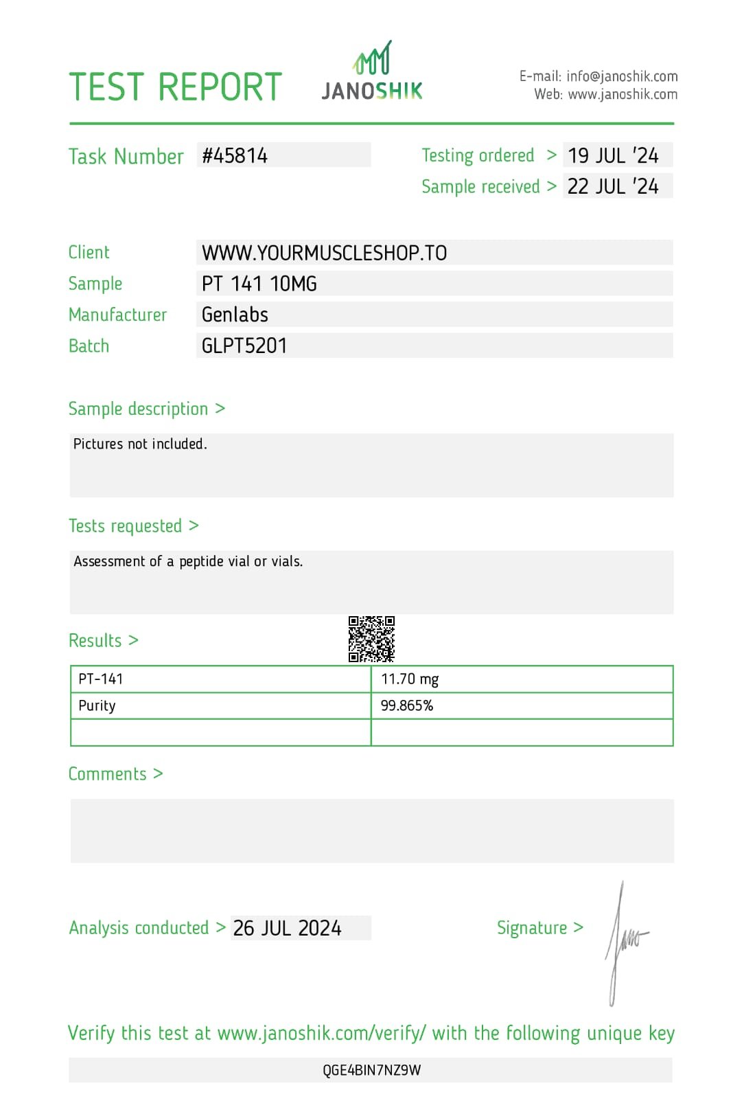 PT-141 – 10MG / VIAL – GENLABS - Image 2