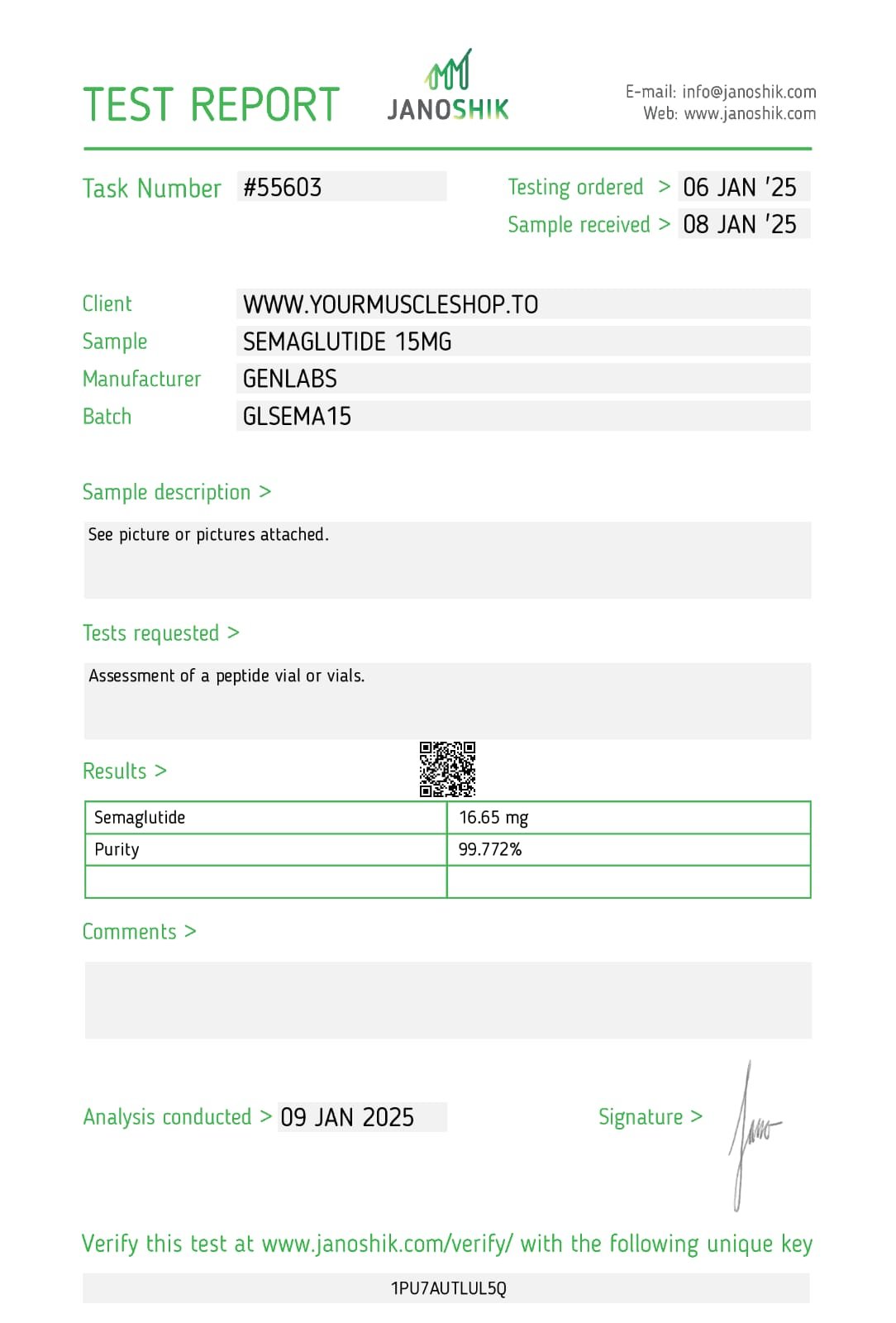 SEMAGLUTIDE (OZEMPIC)– 15MG VIAL – GENLABS