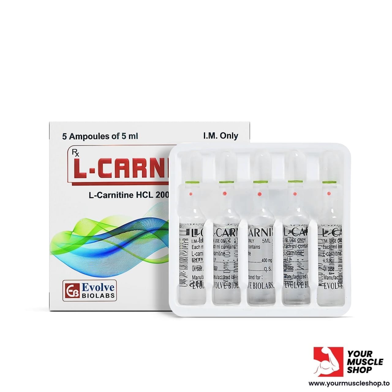 L-CARNIBOL ( L-CARNITINE HCL 2000MG / 5ML ) – 5 AMPOULES BOX – EVOLVO BIO LABS