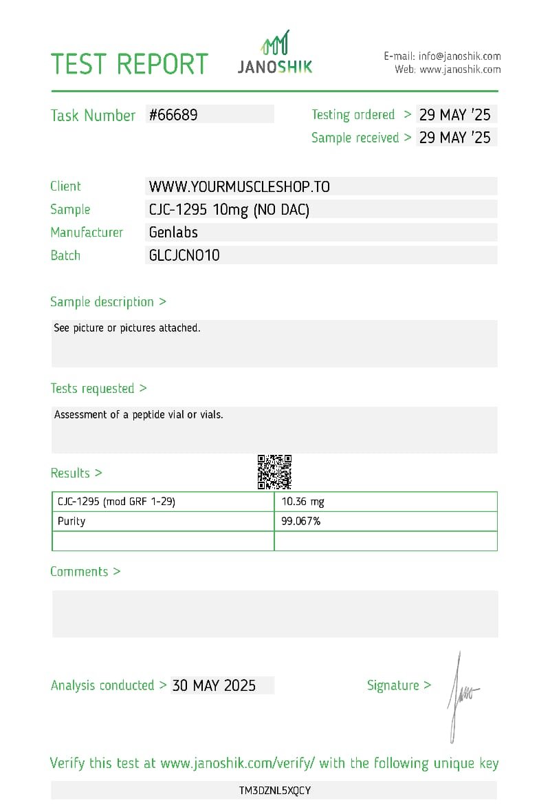 CJC-1295 – 10MG ( NO DAC ) VIAL – GENLABS - Image 2