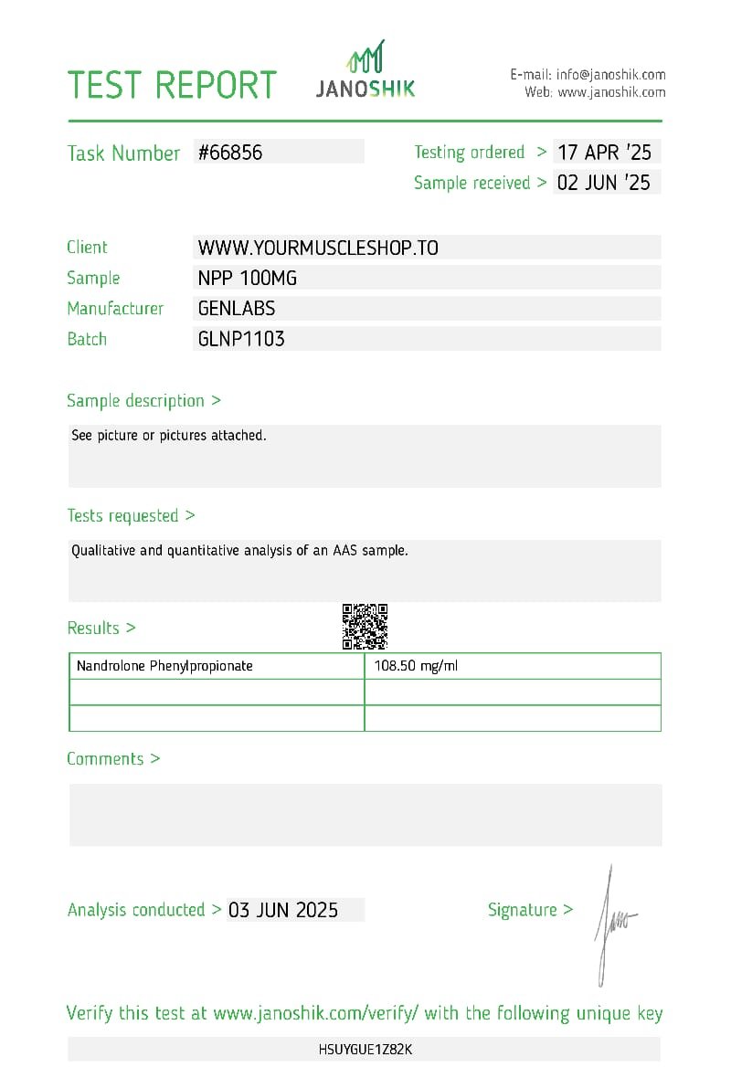 NANDROLONE PHENYLPROPIONATE (NPP) 100MG / PER ML – GENLABS - Image 2