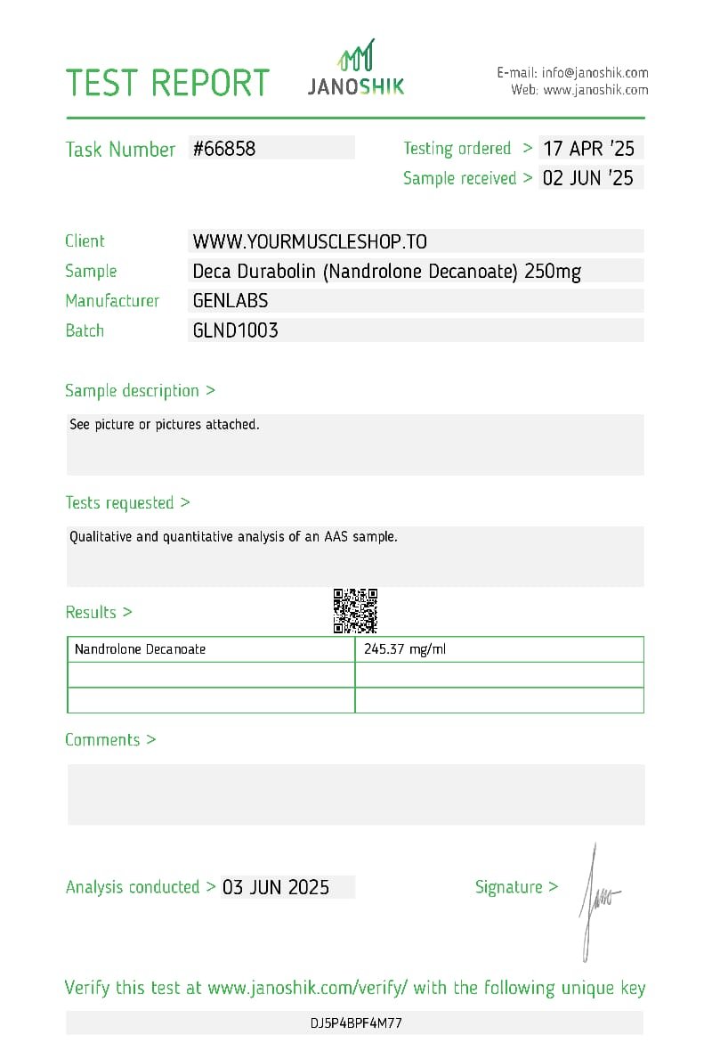 DECA DURABOLIN (NANDROLONE DECANOATE) 250MG / PER ML – GENLABS - Image 2